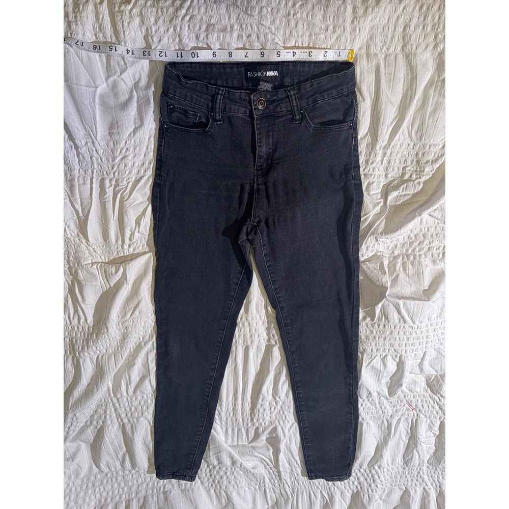 Fashion Nova Womens Black Skinny Jeans High Rise Stretch P9723B Size 3 T05-07